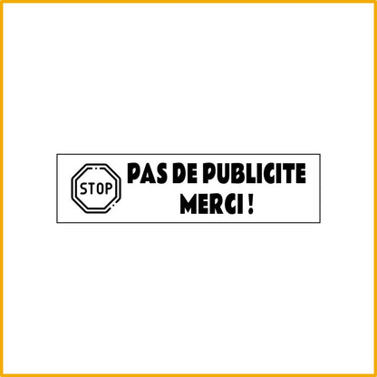 STOP PUB MERCI Plaque Adhésive 100x25mm 11 Couleurs