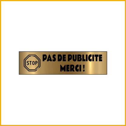 STOP PUB MERCI Plaque Adhésive 100x25mm 11 Couleurs