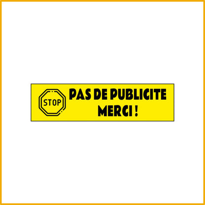 STOP PUB MERCI Plaque Adhésive 100x25mm 11 Couleurs