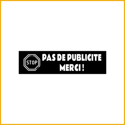 STOP PUB MERCI Plaque Adhésive 100x25mm 11 Couleurs