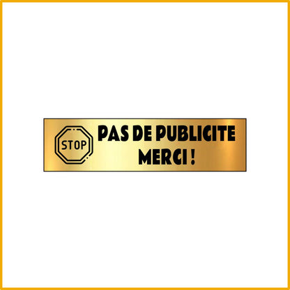 STOP PUB MERCI Plaque Adhésive 100x25mm 11 Couleurs