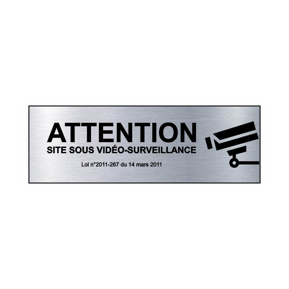 Plaque Vidéo Surveillance Adhésive Acier 150x50mm