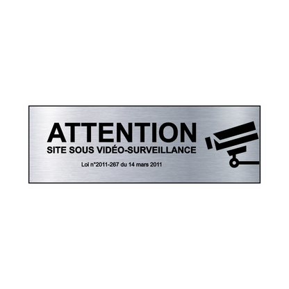 Plaque Vidéo Surveillance Adhésive Acier 150x50mm