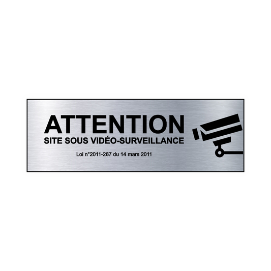 Plaque Vidéo Surveillance Adhésive Acier 150x50mm