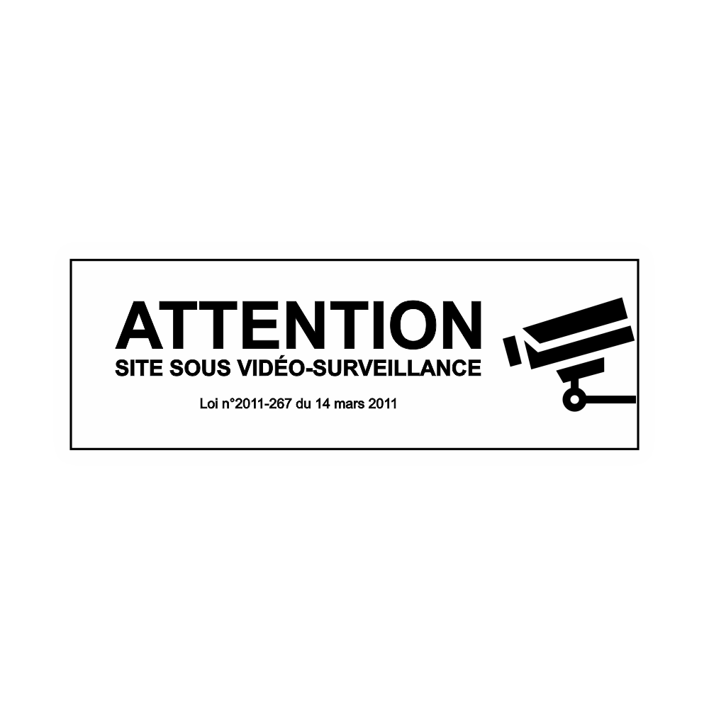 Plaque Vidéo Surveillance – PVC Blanc Adhésif