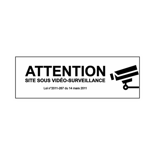 Plaque Vidéo Surveillance – PVC Blanc Adhésif