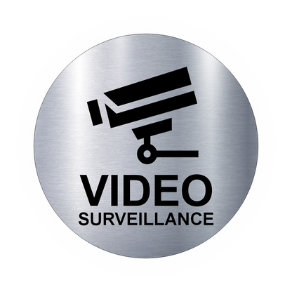 Plaque Ronde Vidéo Surveillance – Adhésive Couleur Acier