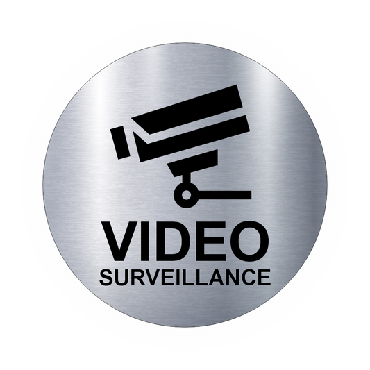 Plaque Ronde Vidéo Surveillance – Adhésive Couleur Acier