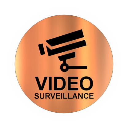 Plaque Ronde Vidéo Surveillance – Adhésive Couleur Cuivre