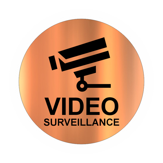 Plaque Ronde Vidéo Surveillance – Adhésive Couleur Cuivre