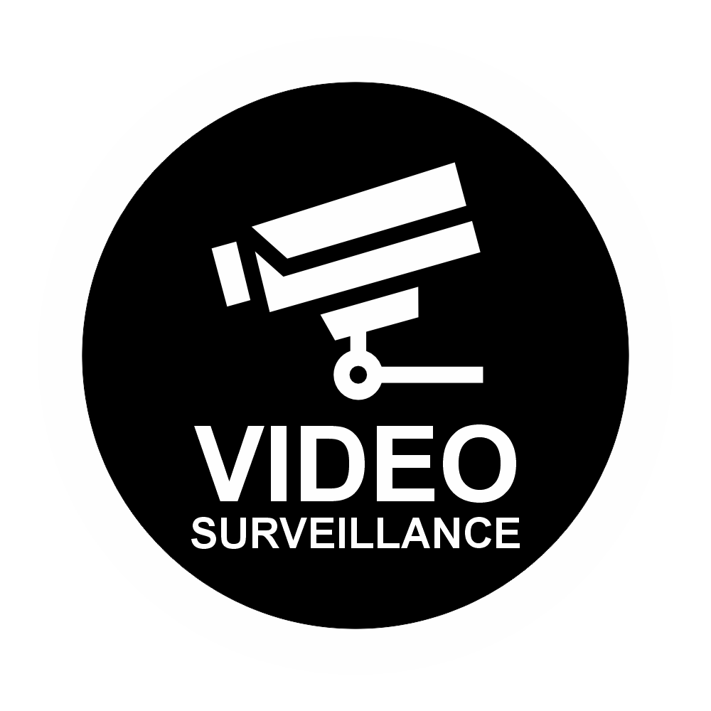 Plaque Ronde Vidéo Surveillance – Adhésive Noire