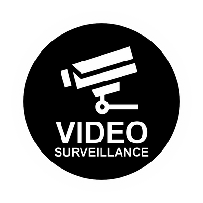 Plaque Ronde Vidéo Surveillance – Adhésive Noire