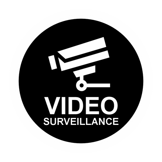 Plaque Ronde Vidéo Surveillance – Adhésive Noire